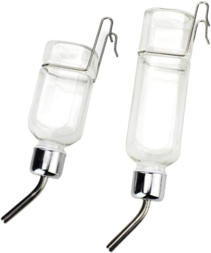2 Pcs Pet Cage Water Bottle No Drip Small Animal Water Bottle, Hanging Waterer for Rabbit, Guinea Pig, Hedgehog, Squirrel, Rat, Chinchilla, Hamster Dispenser Bottle