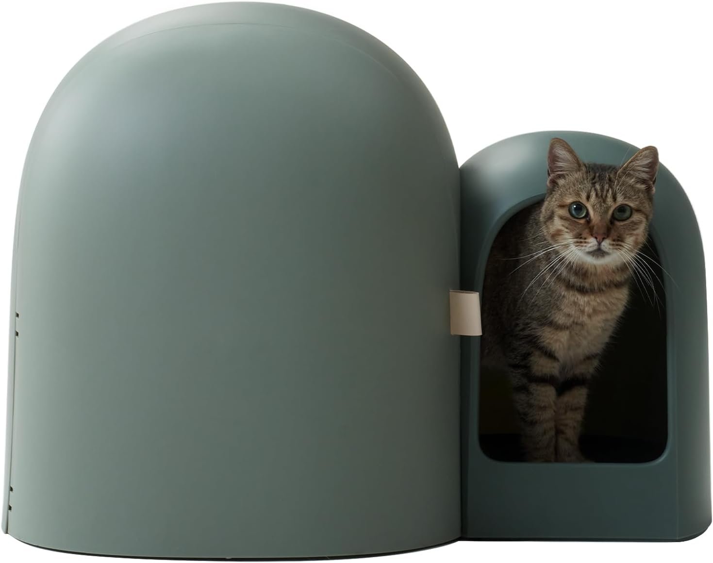 MS!MAKE SURE Cat Litter Box, Large Covered Hidden Dog Proof Closed Modern Cat Litter Box Furniture with Scoop, for Odor Control and Less Tracking, Easy to Clean,26.7″x19.6″19.6″, Moss Green