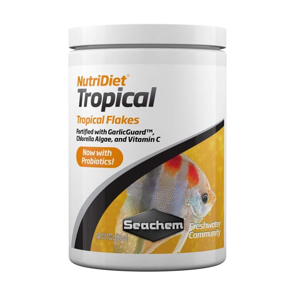 Seachem NutriDiet Tropical Flakes – Probiotic Fish Food Formula with GarlicGuard 100g