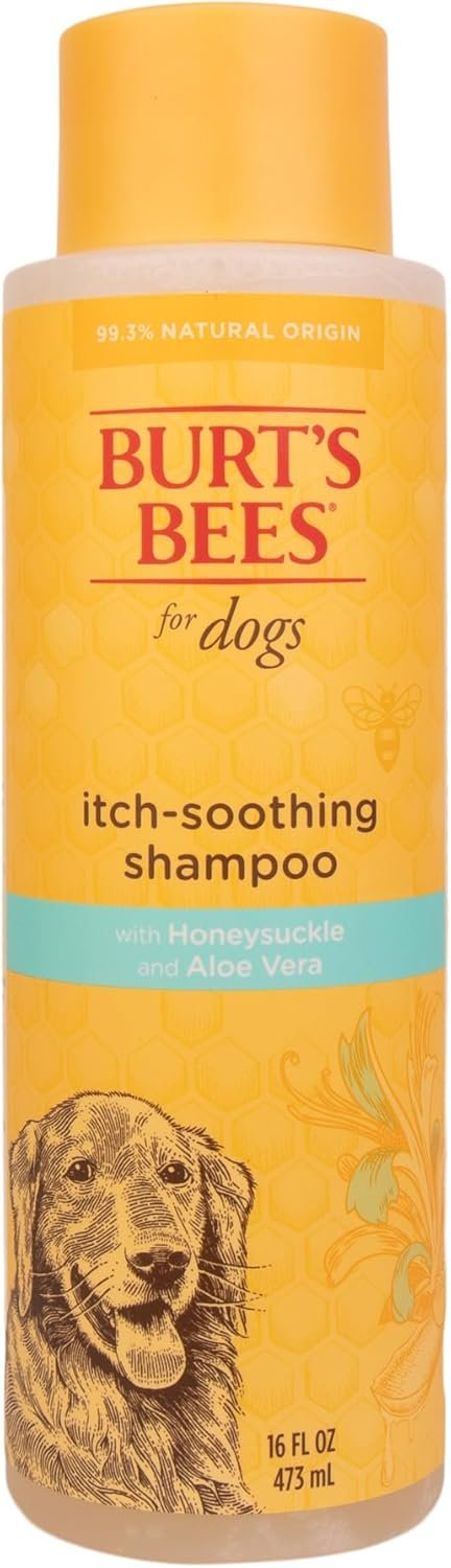 BURT’S BEES FOR PETS Itch Soothing Dog Shampoo for Itchy Skin, pH Balanced Honeysuckle with Skin-Conditioning Honey, 95%+ Natural Origin Formula, No Sulfates, Fragrances, or Colorants, 16 Fl Oz