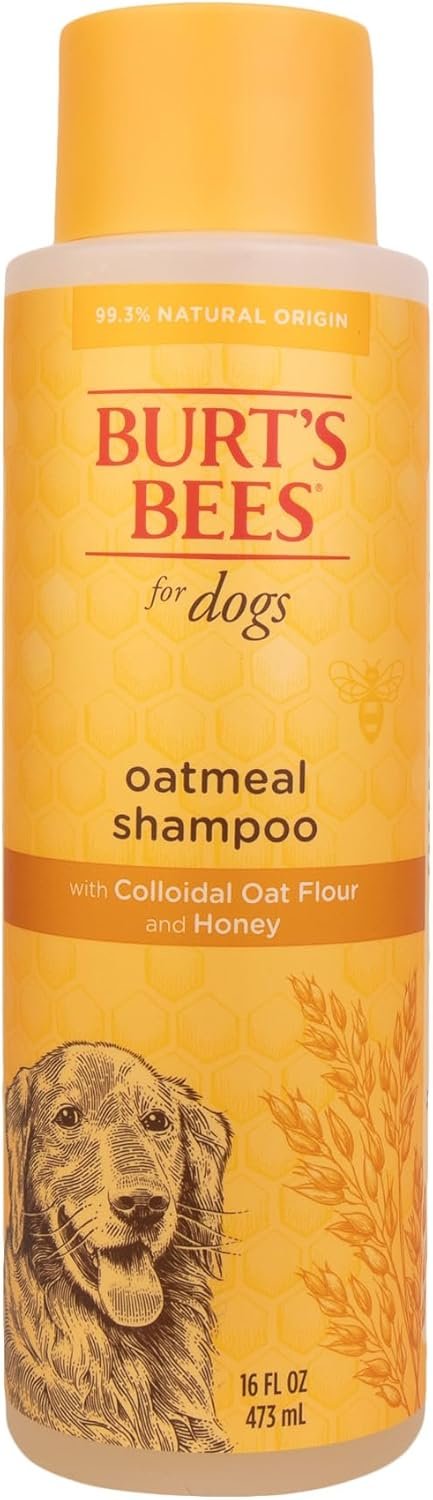 Burt’s Bees for Pets Oatmeal Dog Shampoo with Honey, Soothing Formula for Itchy and Sensitive Dog Skin, Colloidal Oat Flour and Honey, pH Balanced, Sulfate-Free, 16 Fl Oz