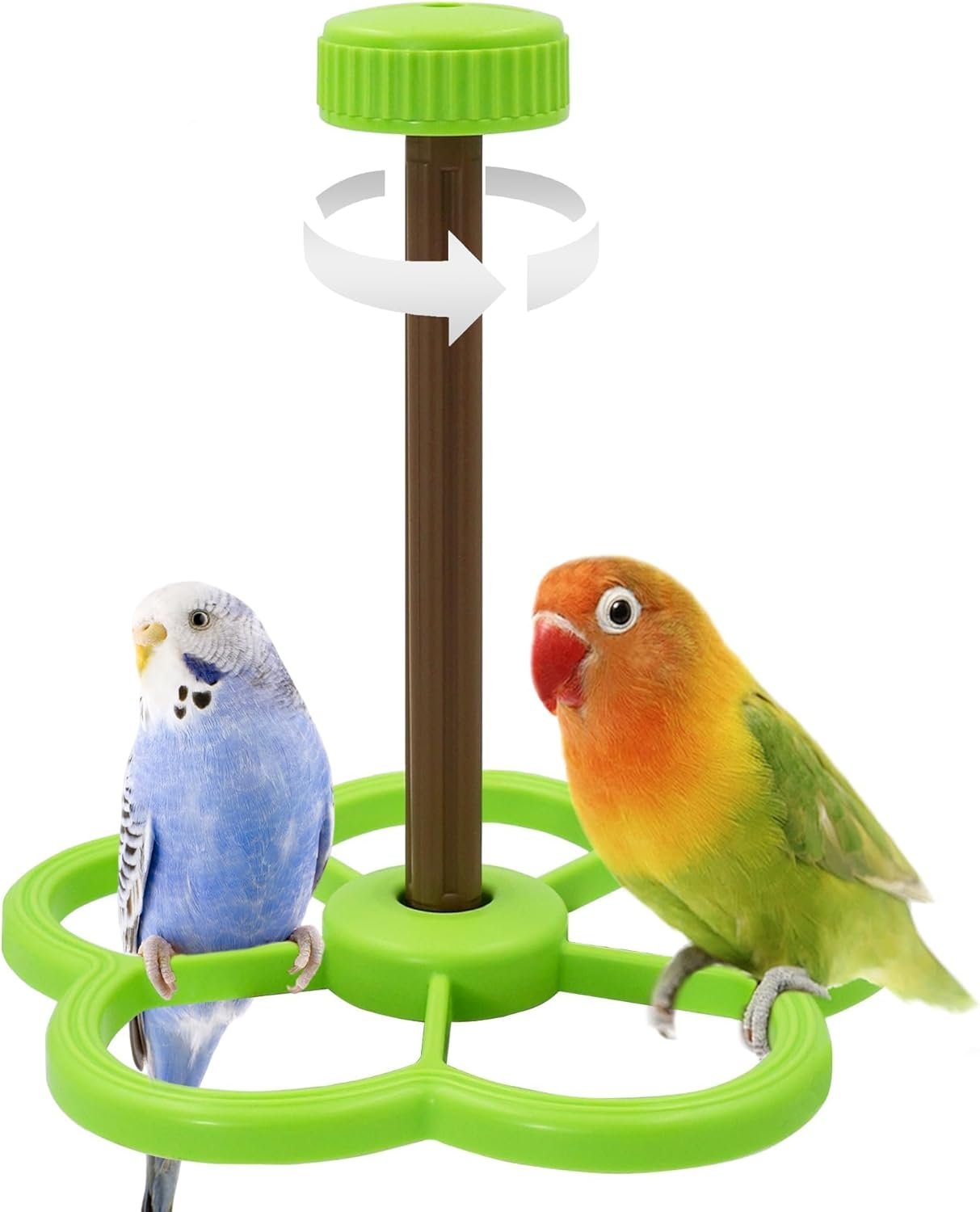 Washable Bird Spinning Toy, 360° Rotation Parrot Perch with Anti-Slip Texture, Sturdy Hanging Parakeet Toys with 1.8” Larger Washer Fit Most Birds Cage, Large Bird Cage Toy for Cockatiel Budgie