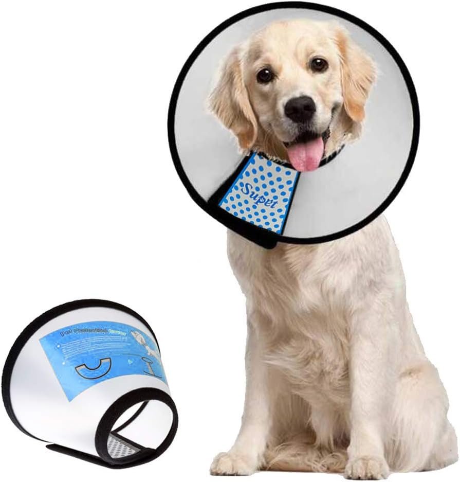 Supet Dog Cone Collar to Stop Licking, Comfortable Elizabeth Recovery Collar for Large Medium Dogs After Surgery, Soft Pet Neck Head Cone Alternative（L）