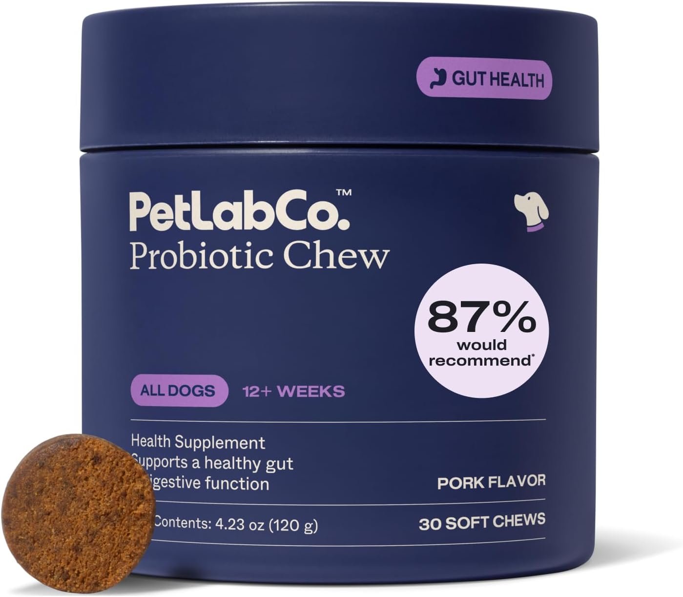 PetLab Co. Probiotics for Dogs, Support Gut Health, Occasional Diarrhea, Digestive Health & Seasonal Allergies – Pork Flavor – 30 Soft Chews – Packaging May Vary