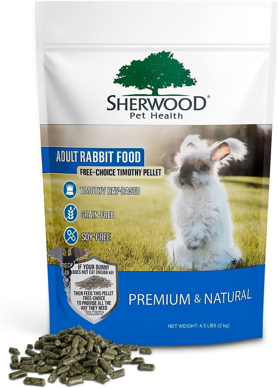 Sherwood Pet Health Adult Rabbit Food Timothy Hay Free-Choice 4.5lbs Hay-Based, Grain and Soy-Free for Better Digestion