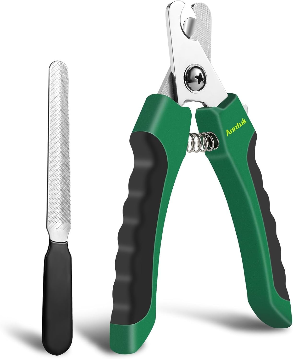 Dog Nail Clippers with Nail File, Ergonomic Dog Nail Trimmers to Avoid Over Cutting, Razor-Sharp Stainless Steel Blade with Safety Guard for Large/Small Pet Dogs, Green