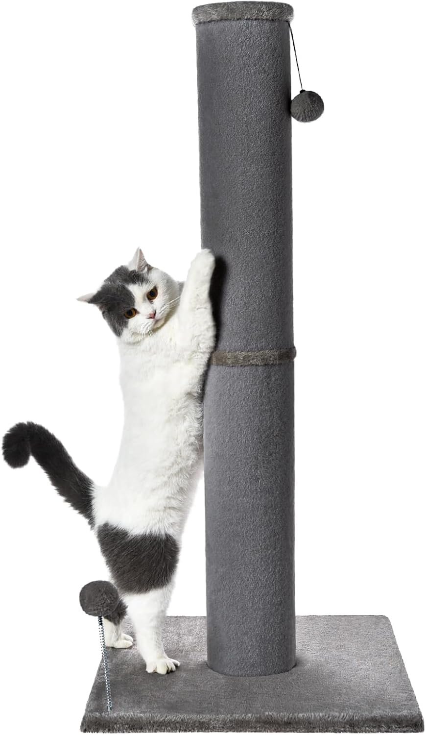 Cat Craft Cat Scratching Post Carpet Scratching Post 41″ for Indoor Cats, Tall Cat Scratch Post, Carpet Cat Scratcher with Replaceable Toys, Sturdy Base, Large, Gray