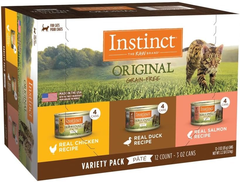 Instinct Original Grain Free Recipe Variety Pack Natural Wet Canned Cat Food by Nature’s Variety, 3 Ounce (Pack of 12)