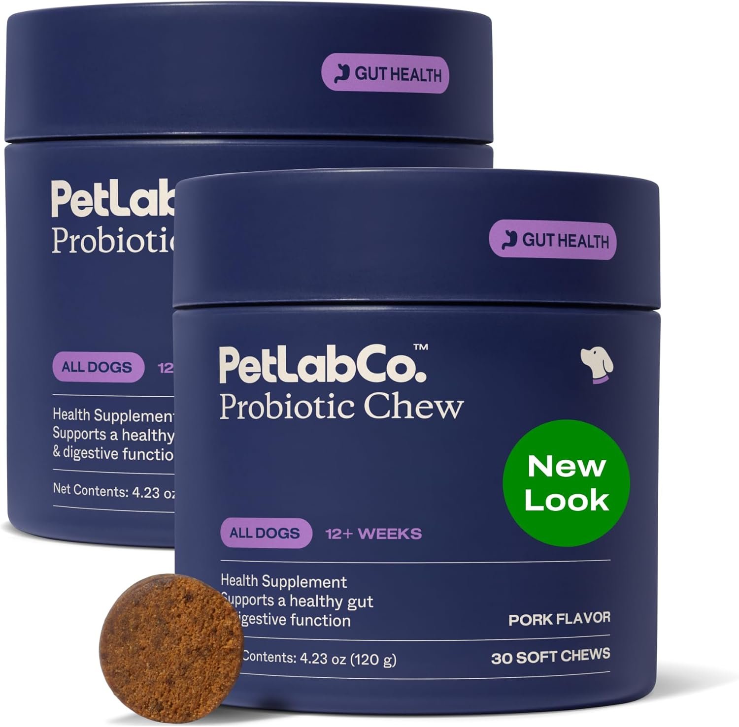 PetLab Co. Probiotics for Dogs, Support Gut Health, Occasional Diarrhea, Digestive Health & Seasonal Allergies – Pork Flavor – 30 Soft Chews – Packaging May Vary (Value 2-Pack)
