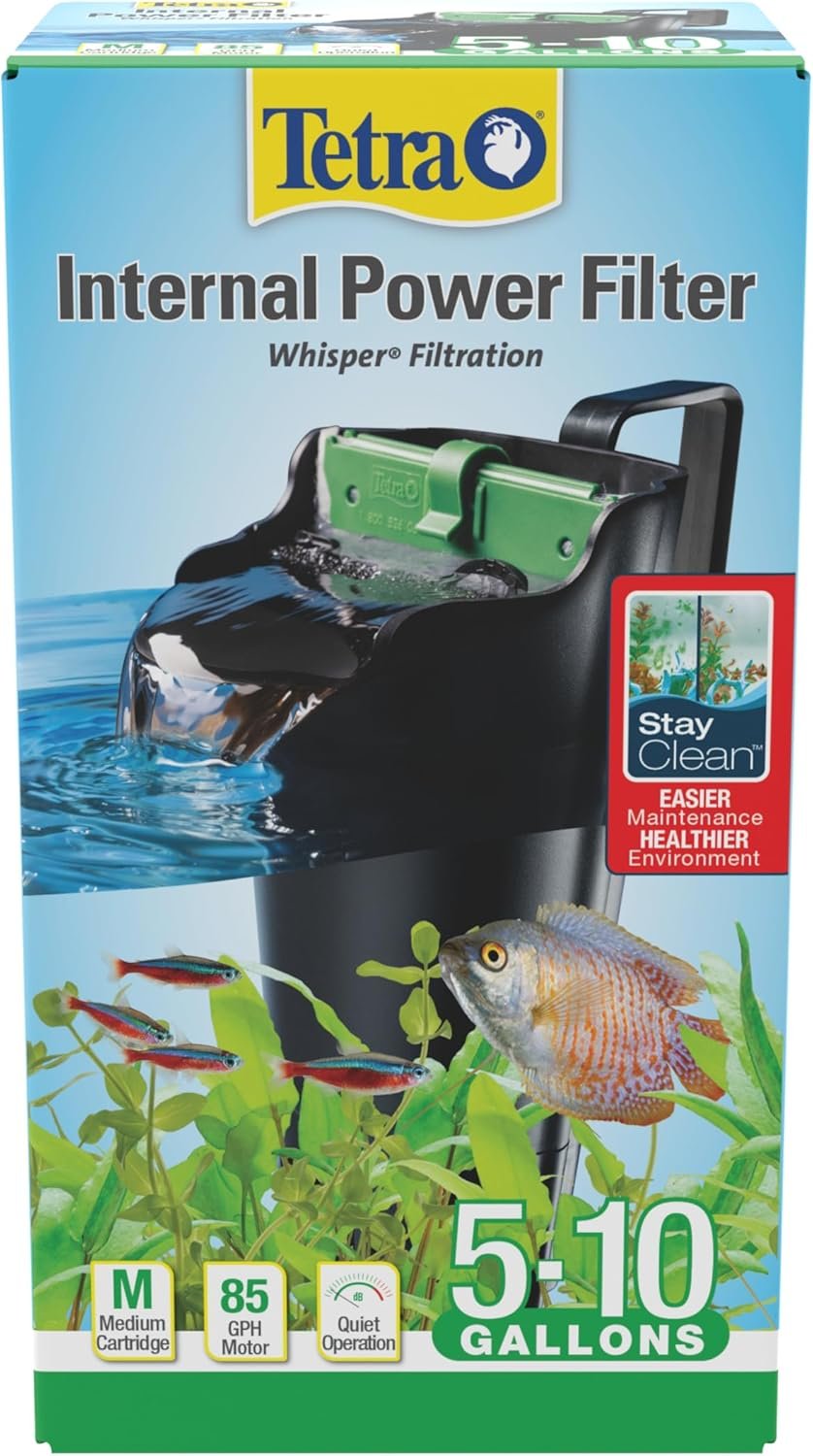 Tetra Whisper Internal Power Filter 5 to 10 Gallons, for Aquariums, In-Tank Filtration, Black