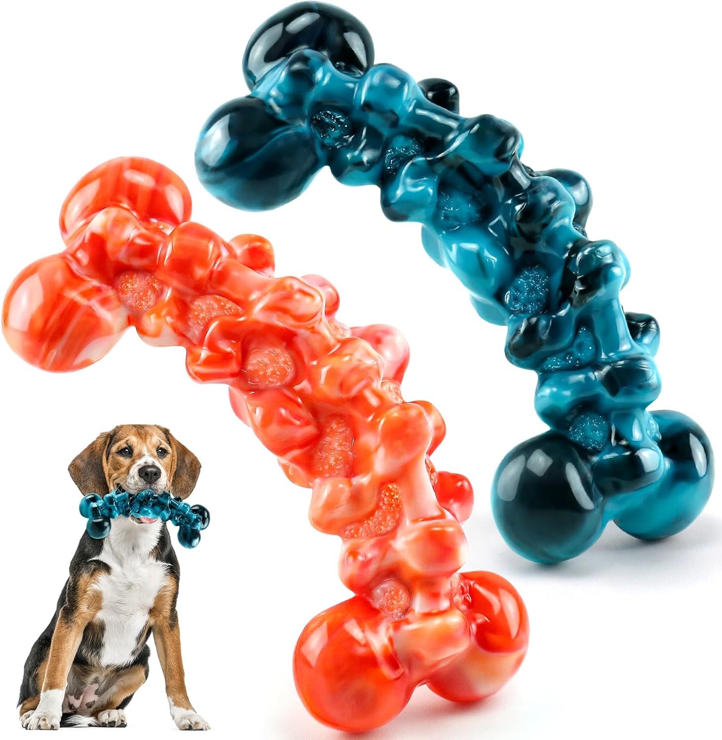 WOWBALA Dog Chew Toys for Aggressive Chewers – 2 Pack Dog Toys for Large Dogs, Tough Teeth Cleaning Chew Toy to Keep Them Busy for Medium & Large Dogs