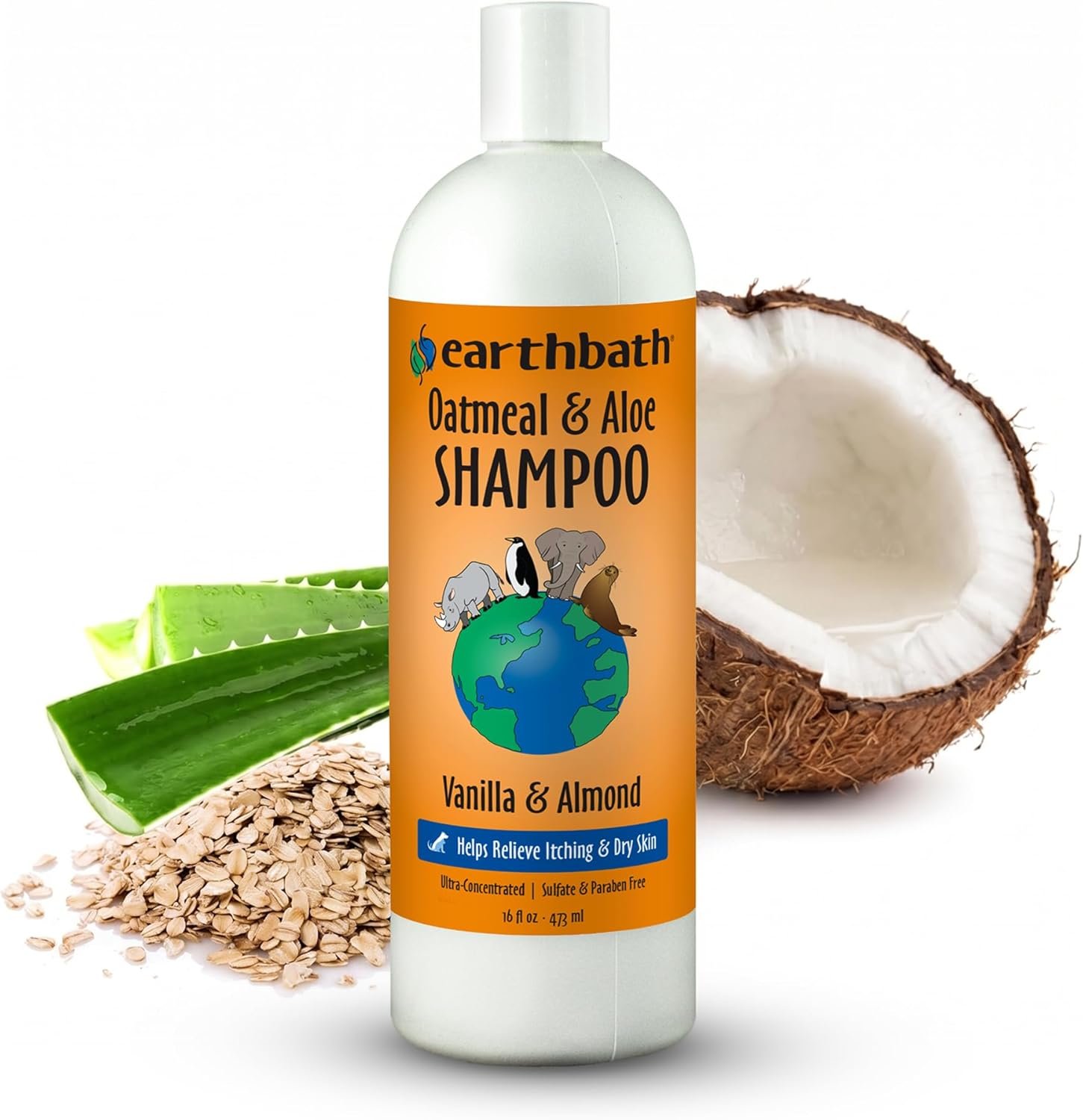 earthbath, Oatmeal & Aloe Dog Shampoo – Oatmeal Shampoo for Dogs, Itchy, Dry Skin Relief, Dog Wash, Made in USA, Cruelty Free Pet Shampoos – Vanilla & Almond, 16 Oz (1 Pack)