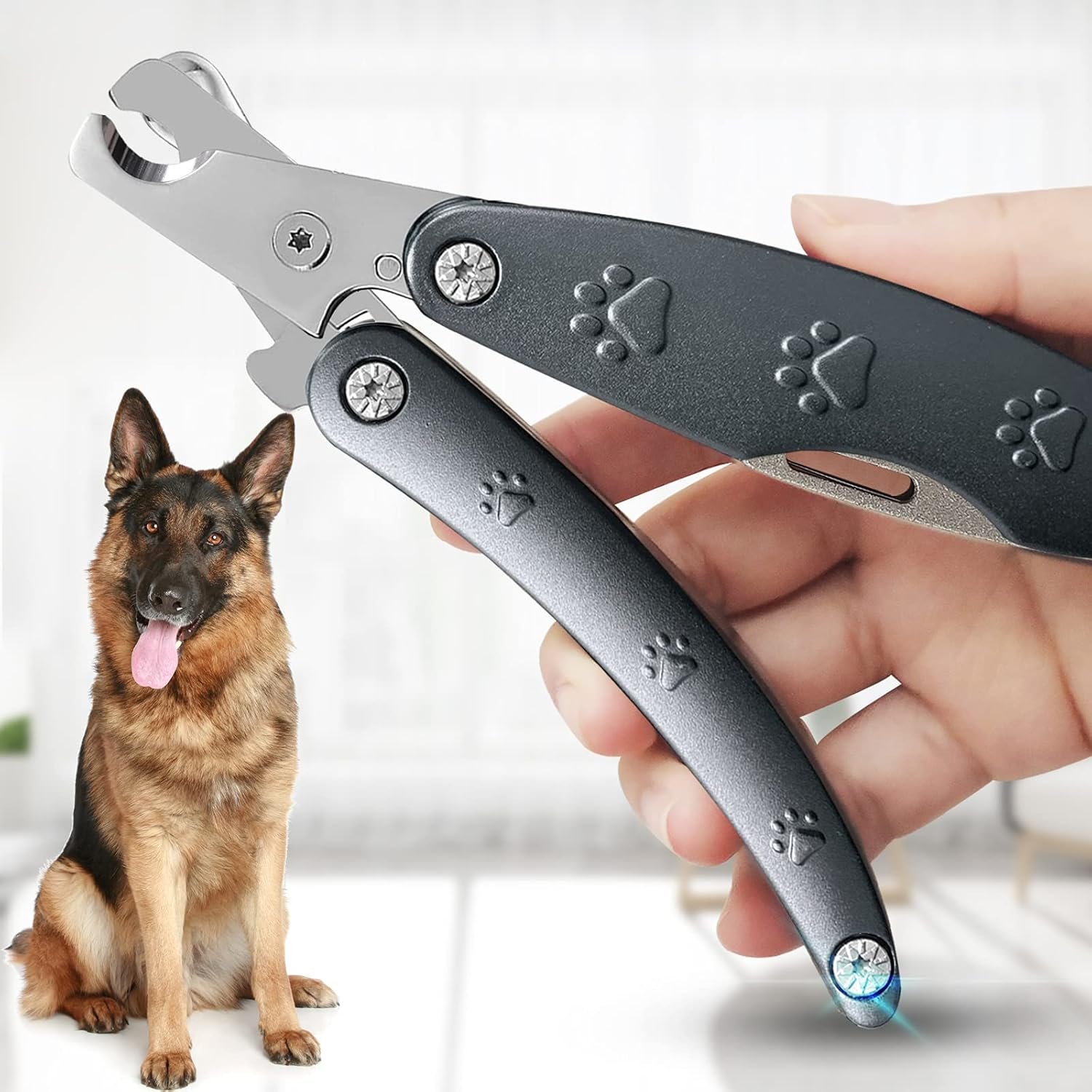 Best Dog Nail Trimmer for Anxiety Sensitive Dog, Silent Smoothest Large Dog Nail Clippers for Large Dogs with Thick Nail, 3-in-1 Build-in Comb & Nail File, Heavy Duty Professional Canine Nail Clipper