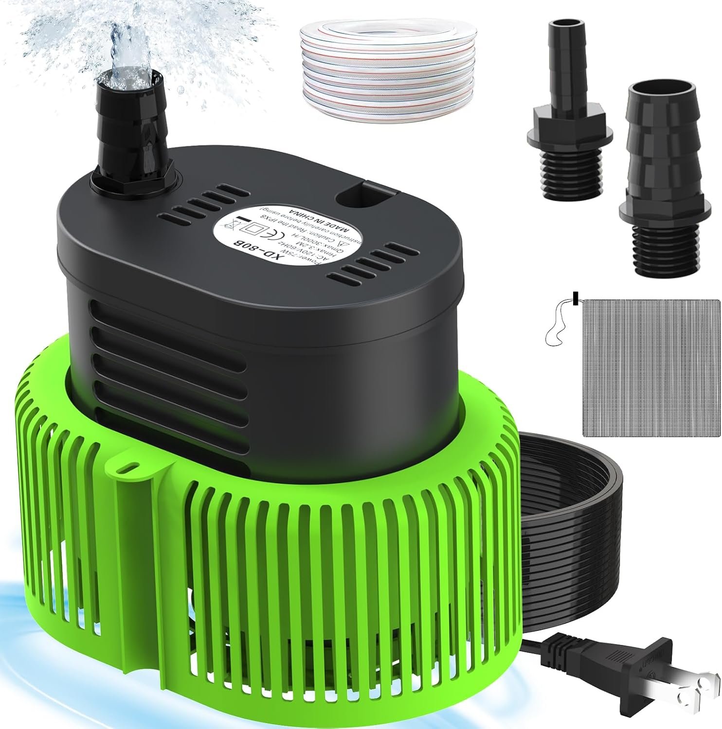 Pool Cover Pump above Ground – Submersible Water Sump Pump Swimming Water Removal Pumps, with Drainage Hose & 25 Feet Extra Long Power Cord, 850 GPH inGround, 3 Adapters