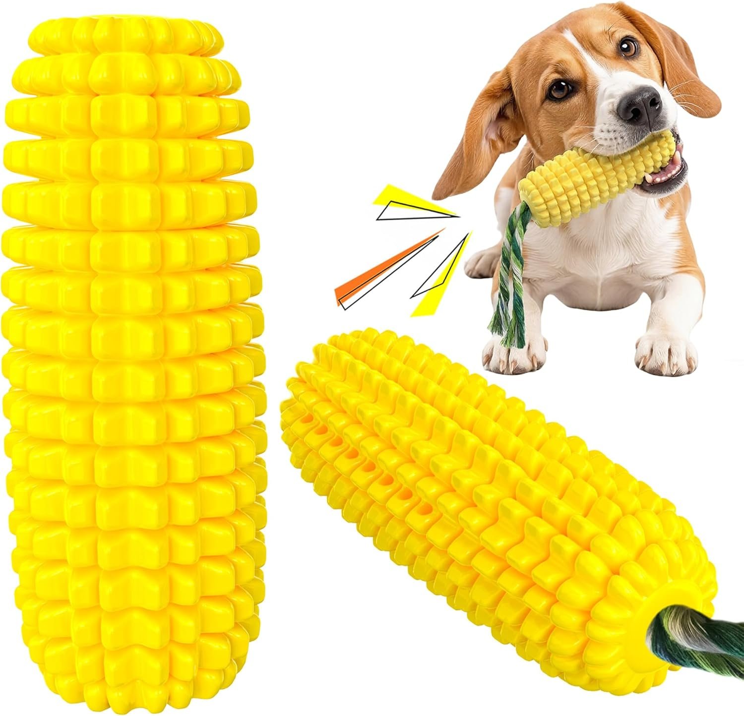 Carllg Dog Chew Toys for Aggressive Chewers, Indestructible Tough Durable Squeaky Interactive Dog Toys, Puppy Teeth Chew Corn Stick Toy for Small Medium Large Breed