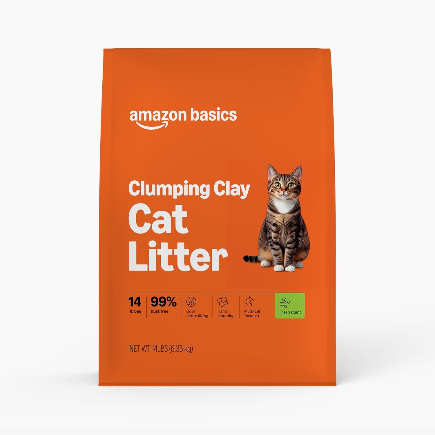 Amazon Basics Clumping Cat Litter, Fresh Scent, Hard Clumping Formula, 99% Dust Free, 14 lb Bag