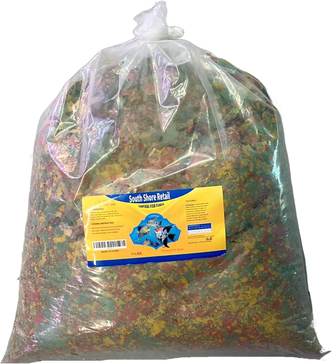 Tropical Color Enhancing Fish Food Flakes – 11lb Bulk Fish Food| Veteran Owned Small Business – Suitable for all Freshwater, Marine, Pond, And Goldfish | Made with Shrimp, and Spirulina