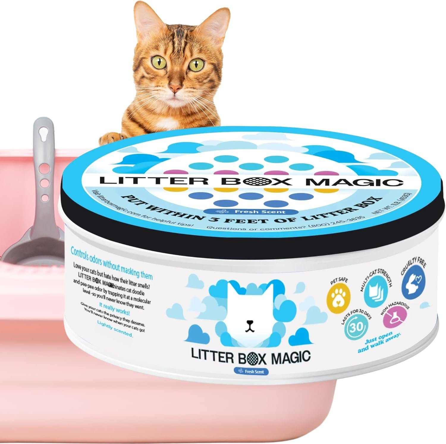 Litter Box Magic Cat Litter Deodorizer Jar (Fresh Scent, 16 Oz, Pack of 1) – Cat Litter Odor Absorber Gel In A Jar – Litter Box Pet Air Freshener – Litter Odor Eliminator to Freshen Air