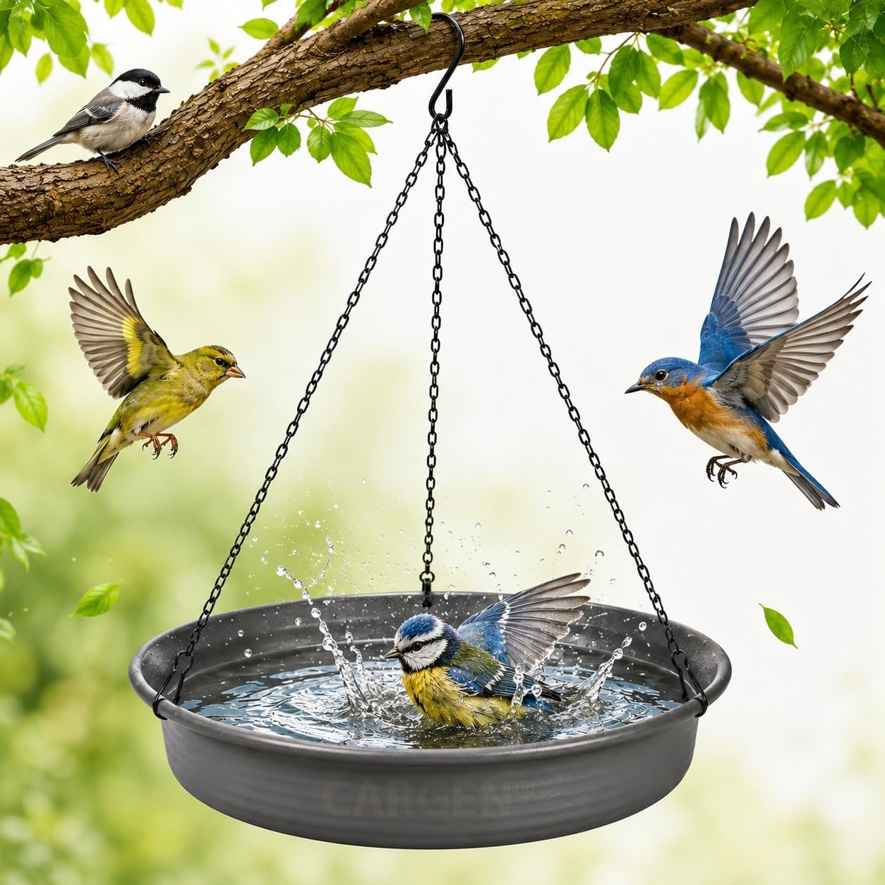 Hanging Bird Bath Hanging Bird-Feeder – CARGEN Garden BirdBath Tray Wildlife Feeder Plate Water Bowl or Water Bowl for Outdoors Garden Patio Decoration