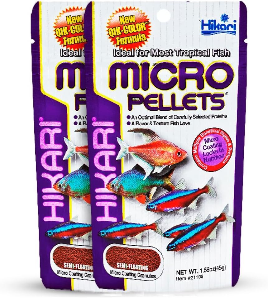 Hikari Tropical Micro Pellets for Tetras, Barbs, and Other Small-Mouthed Tropical Fish (1.58 Oz, Pack of 2) (2 Items)