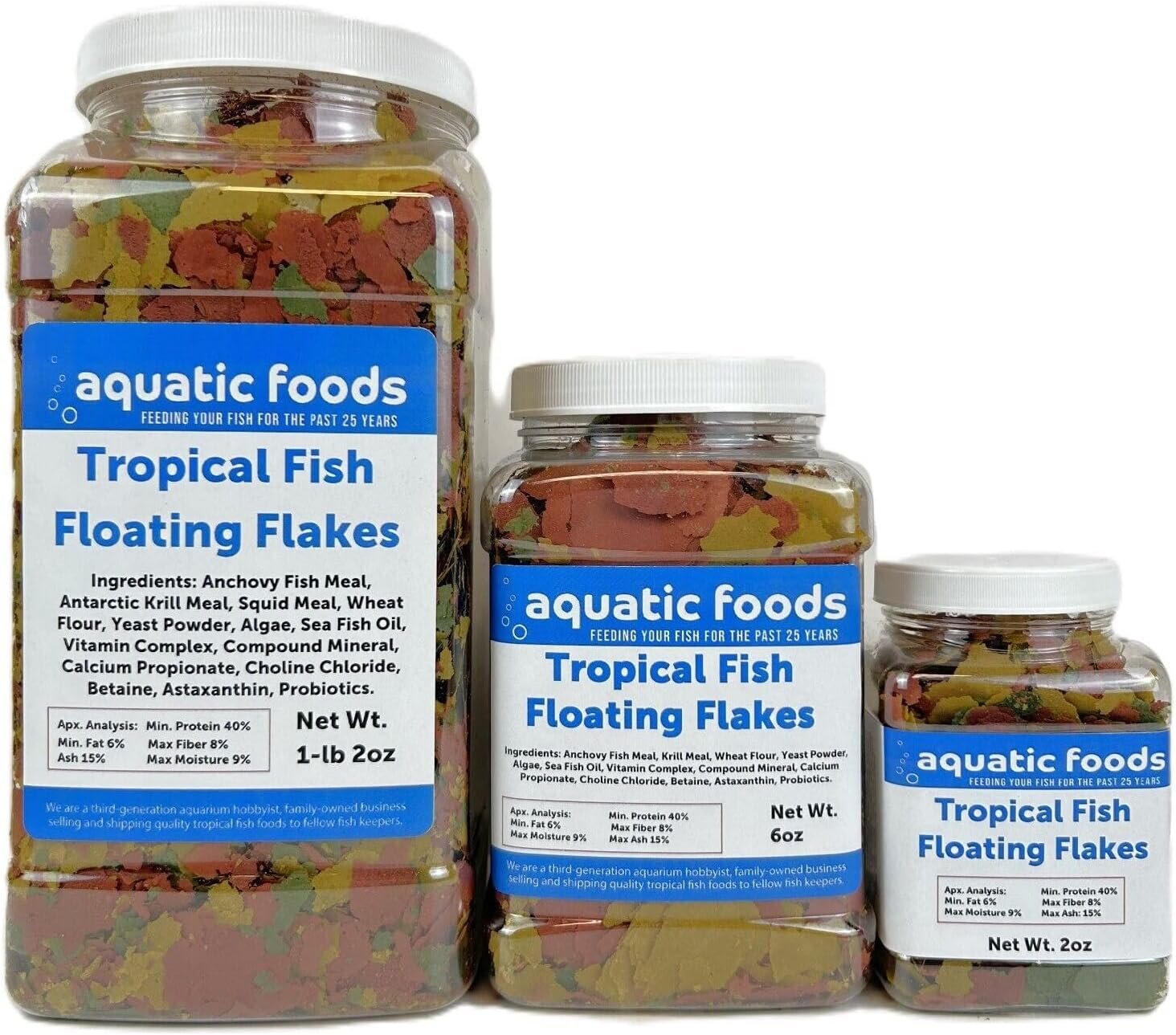Tropical Fish Flakes, Mix of Krill, Color Enhancing, Spirulina Flakes for Cichlids, Angels, Live Bearers, Tetras, Guppies, All Tropical Fish…WL 6oz Med Jar