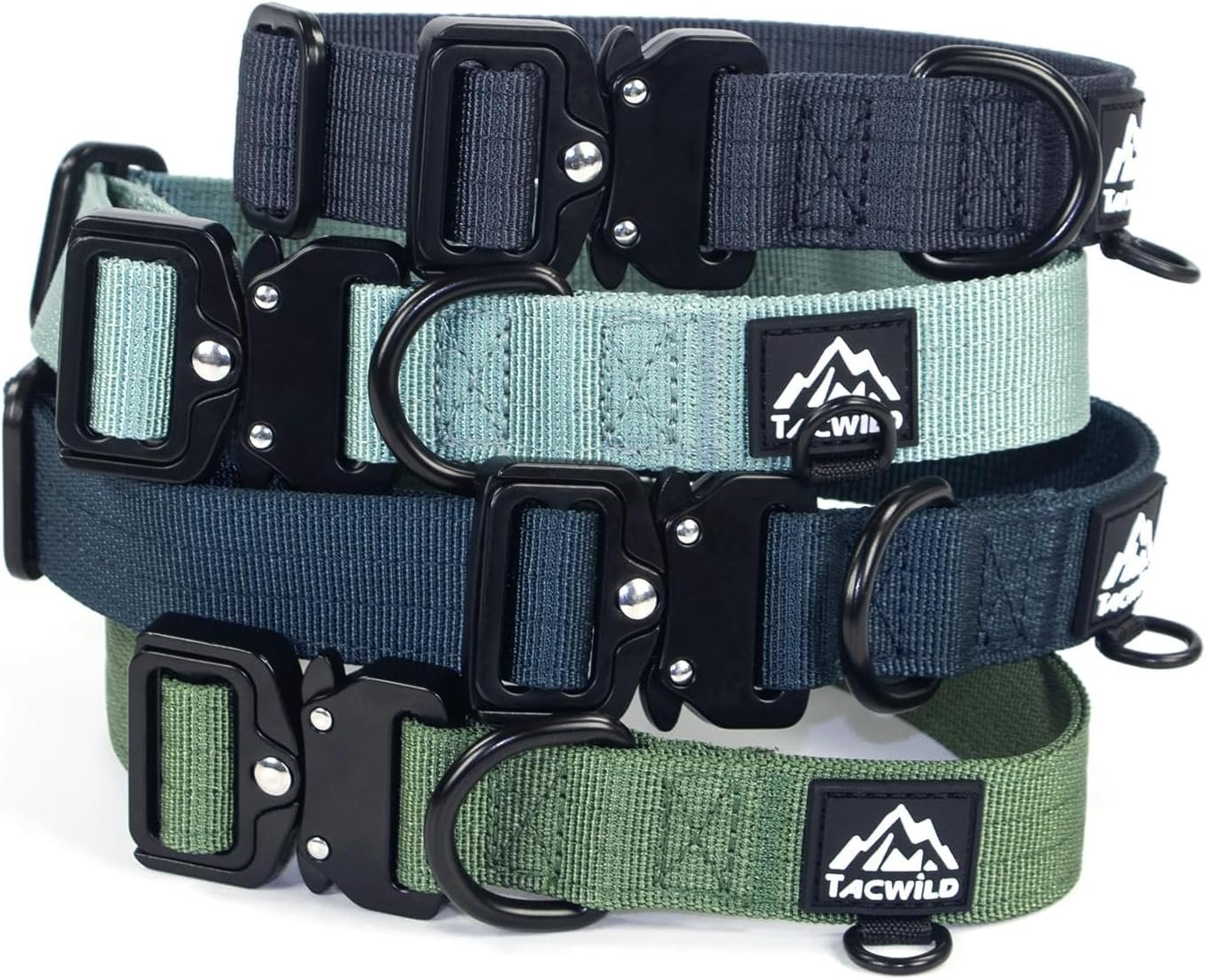 Dog Collar for Large Dogs – Adjustable, Chew Proof Nylon Collar with Metal Quick Release Buckle and D-Ring for Dog Tags (Dark Green, L)