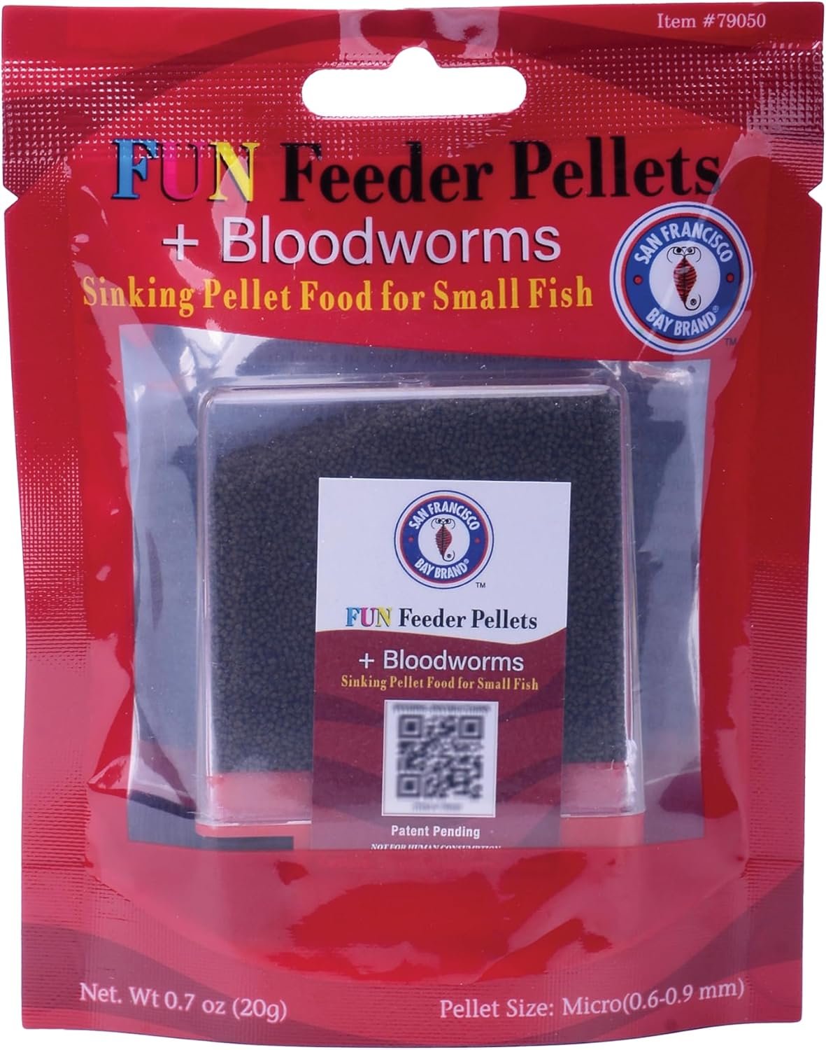 San Francisco Bay Brand Fish Food 0.7 oz – Fun Feeder Sinking Pellets for Tropical Fish, Betta Fish Food, Goldfish Food with Bloodworms – 0.6-0.9mm Micro Pellets for Freshwater & Saltwater Fish, 20g