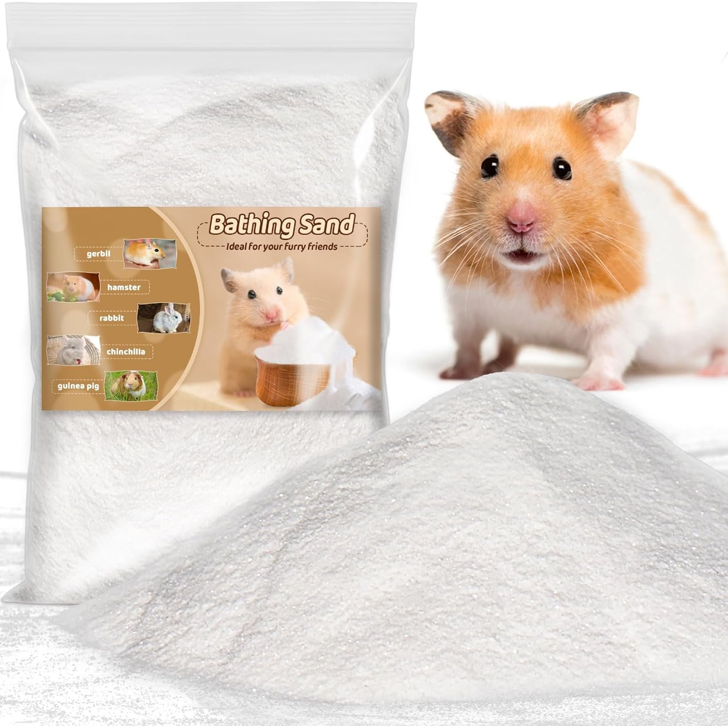 Sukh 14 OZ Hamster Sand Bath – Whit Fine Sand Hamster Bedding Reptile Silica Sand Gerbil Hideout for Hamster Squirrel Guinea Pig Rabbit Chinchillas Gerbil Syrian Mice Small Animals Small Pets