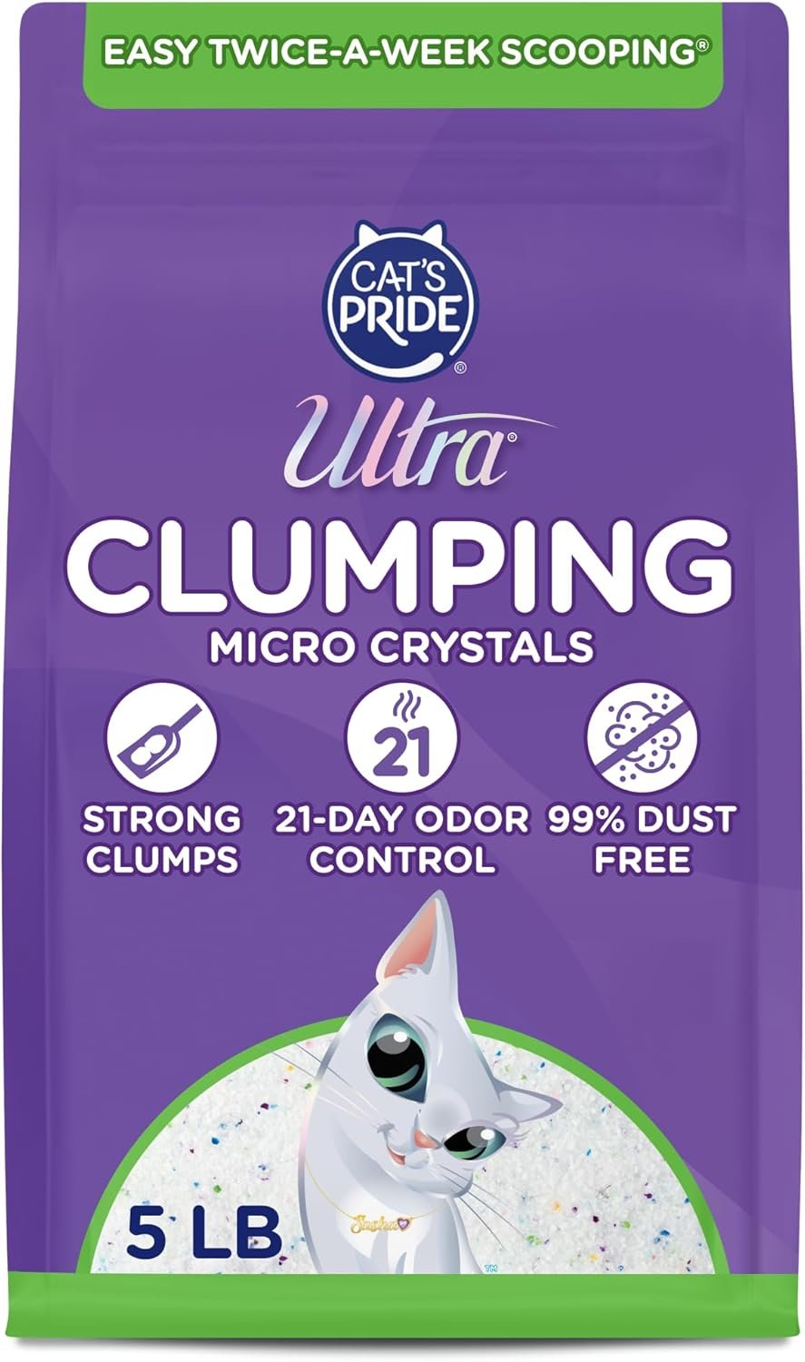 Ultra Clumping Micro Crystals Cat Litter – Dust Free, Soft on Paws, Fragrance Free – 5 Lbs.