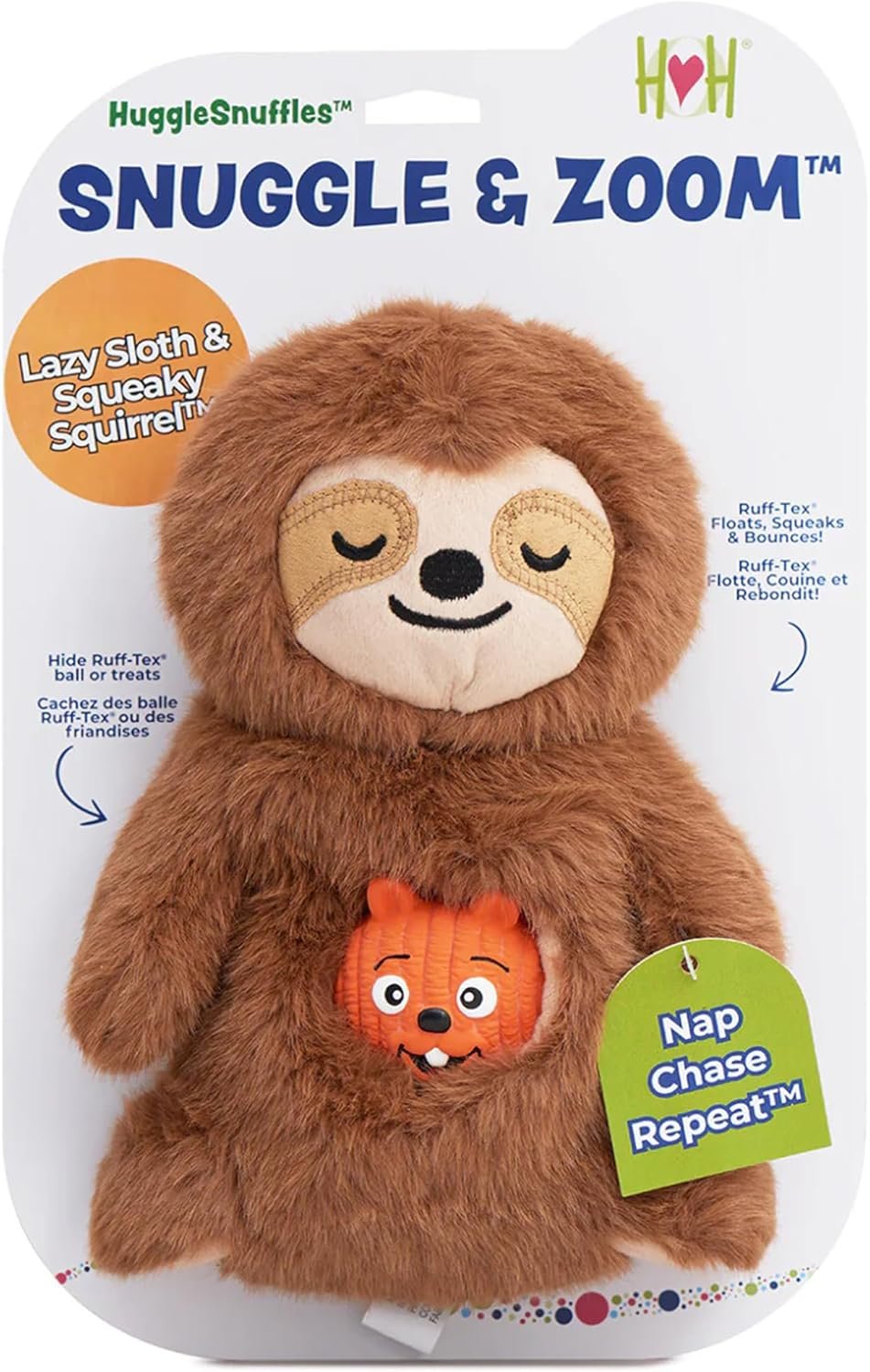 HuggleSnuffles Snuggle & Zoom Interactive Enrichment Toy for Dogs – Hide and Seek Dog Toy for Ruff-Tex Ball & Treats, Puppy Games to Keep Them Busy, Foraging Puzzle Plush for Boredom – Large, 10″