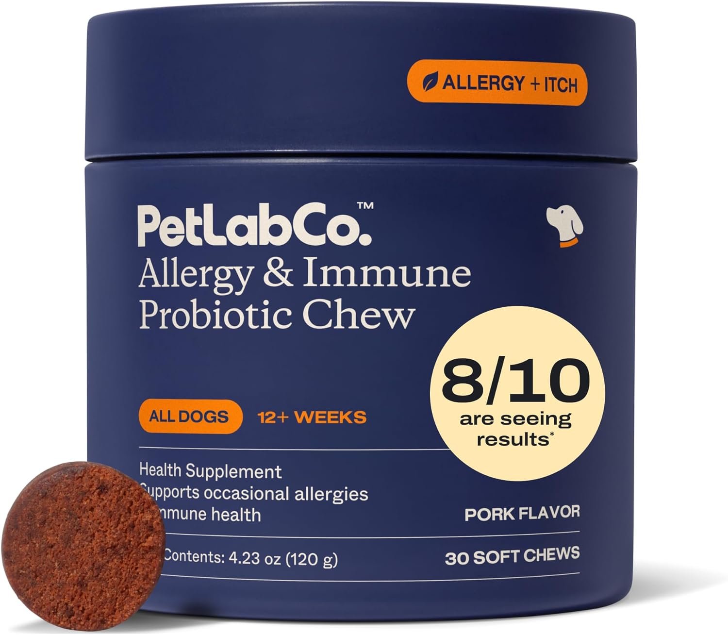 PetLab Co. Allergy & Immune Probiotics for Dogs, Support Seasonal Allergies, Gut & Digestive Health – Pork Flavor – 30 Soft Chews – Packaging May Vary