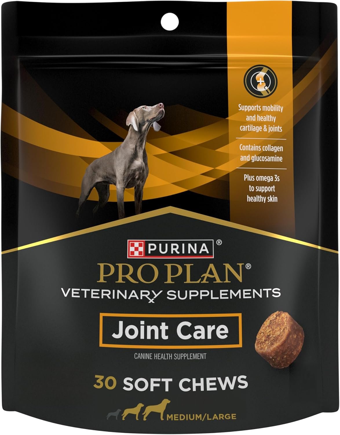Purina Pro Plan Veterinary Large Breed Dog Joint Care Supplement with Glucosamine, Chondroitin, and Collagen to Support Hip and Joint Health – 30ct Pouch
