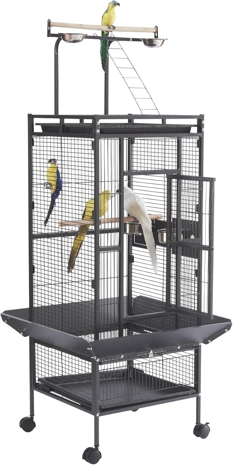 Panana Large Bird Cages Parrot Cage Wide Flight Metal Animal Cage for Budgie Parakeet Conure with Rolling Stand Wheels (61 inch Height)