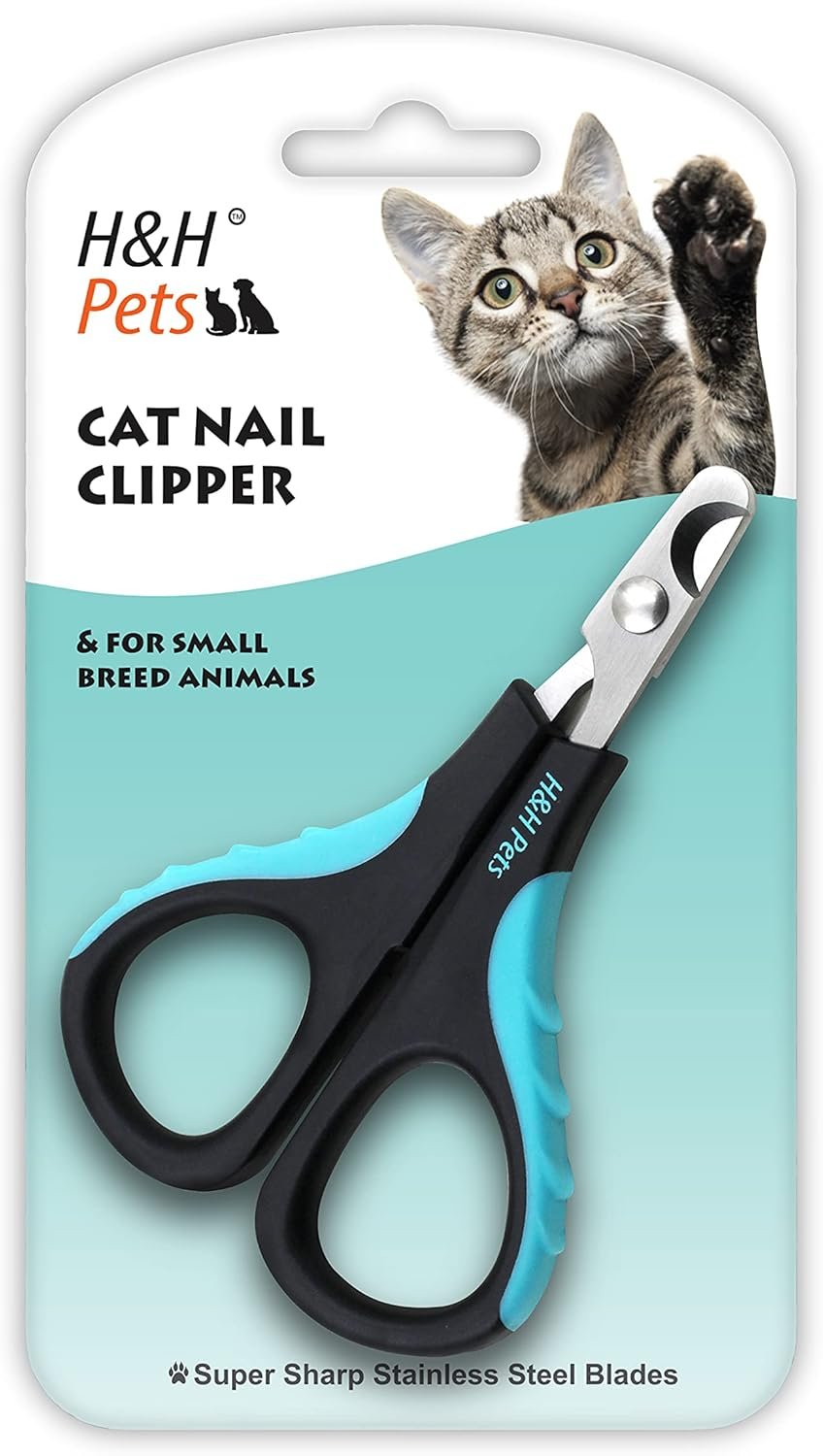 Cat Nail Clipper by H&H Pets – Professional Sharp Stainless Steel Claw Clipper Trimmer with Sturdy Non Slip Handles – For Small Animal & Cats Nail Cutter