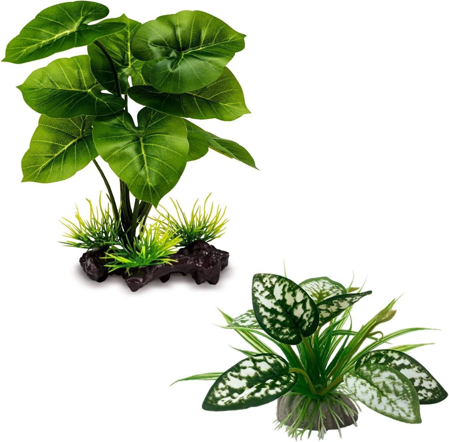 Moonorange Reptile Artificial Plants, Terrarium Plants Decorations Supplies, Aquarium Fish Tank Plant, Amphibian Habitat Hideout Tank Accessories (M Set-2pcs/D)