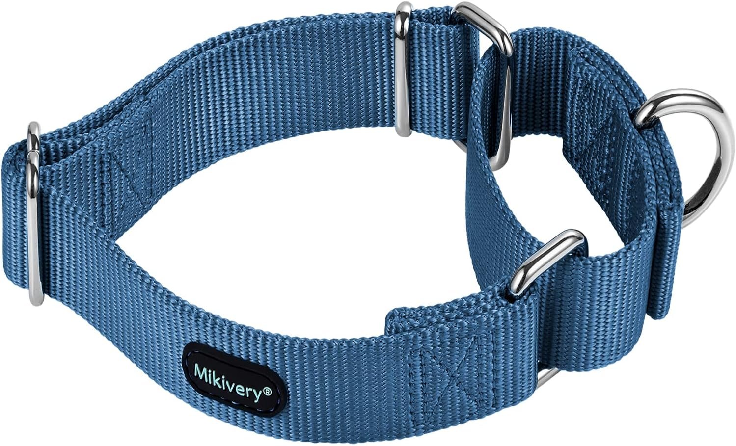 Mikivery Martingale Dog Collar Nylon Adjustable and Safety Training Colourful Comfortable Metal Buckle Pet Collars for Small Medium and Large Dogs(Haze,M)