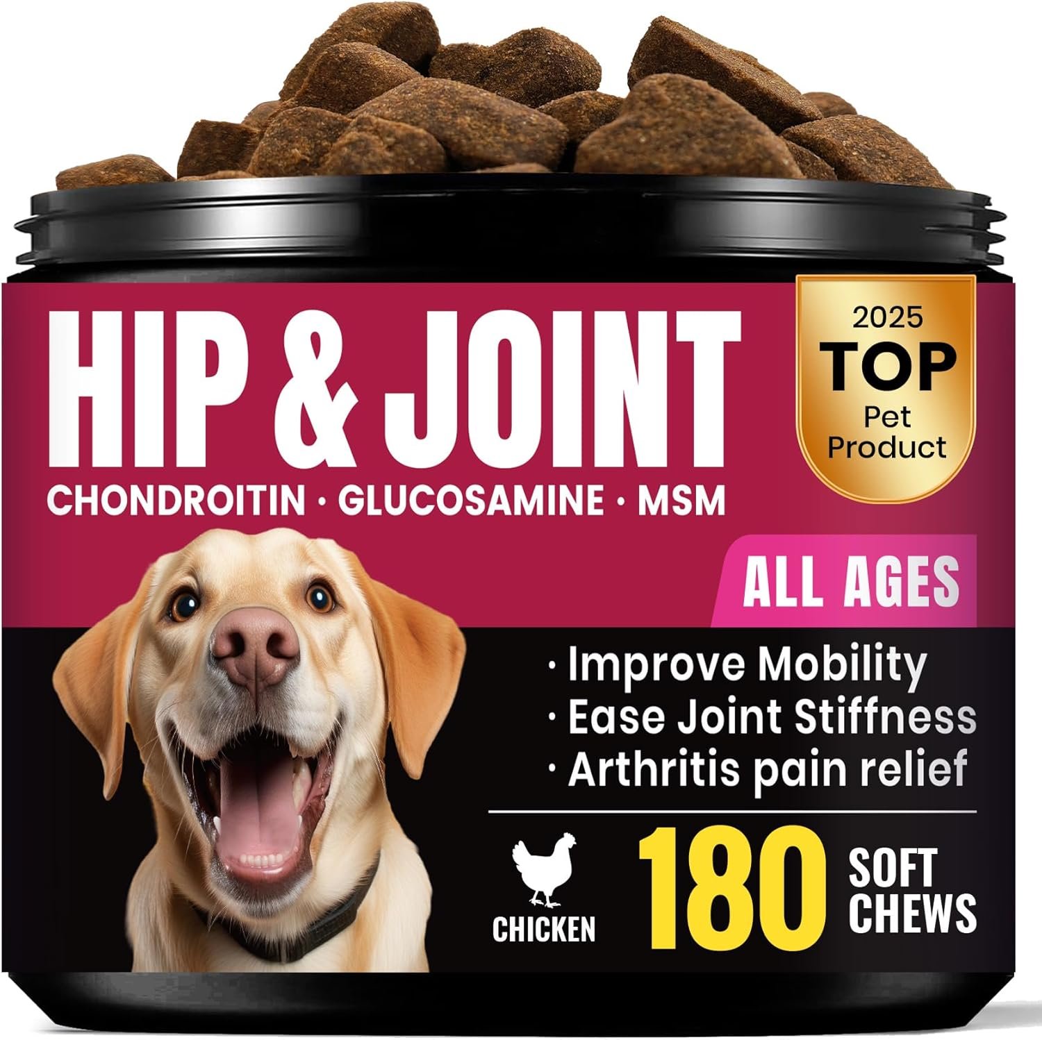 Glucosamine for Dogs – Hip and Joint Supplement Chews for Senior & Large Breed, Joint Supplement for Dogs with Chondroitin, Wuffe Joint Chews for Pain Relief – 60-Day Satisfaction Guarantee – 180 Ct