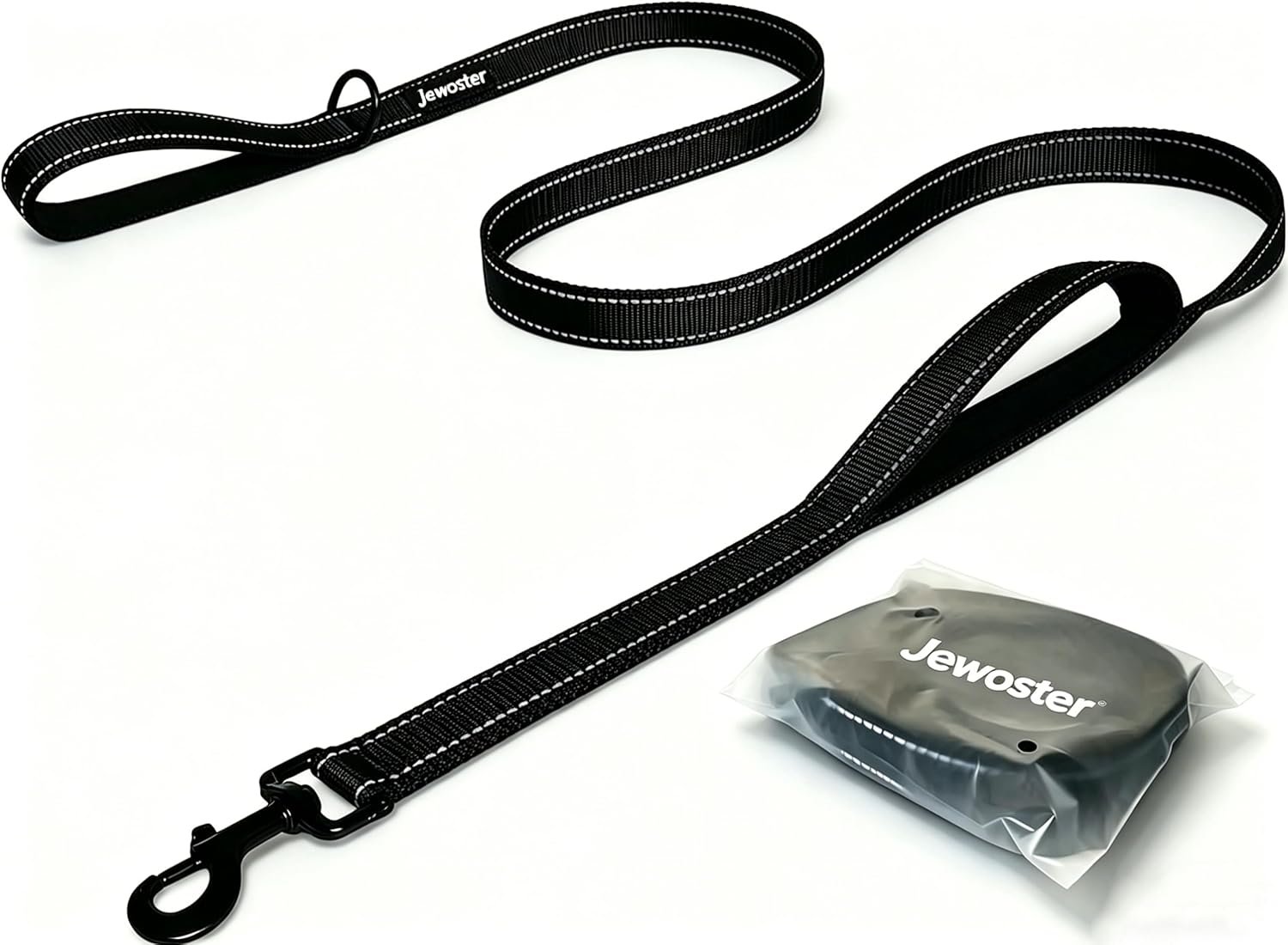 Heavy Duty Dog Leash – 2 Handles by Padded Traffic Handle for Extra Control, 6foot Long – Perfect for Medium to Large Dogs (6 ft, Black)