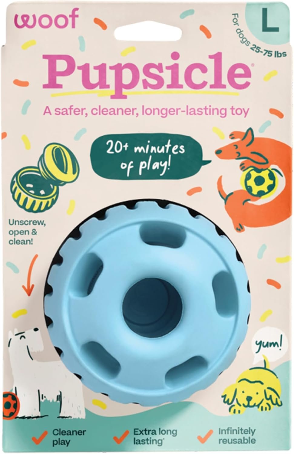 WOOF Party Pupsicle – Long-Lasting Interactive Dog Toys for Boredom – Low-Mess Design – Birthday Gifts for Dogs – Large Dog Toys – Buddy Blue