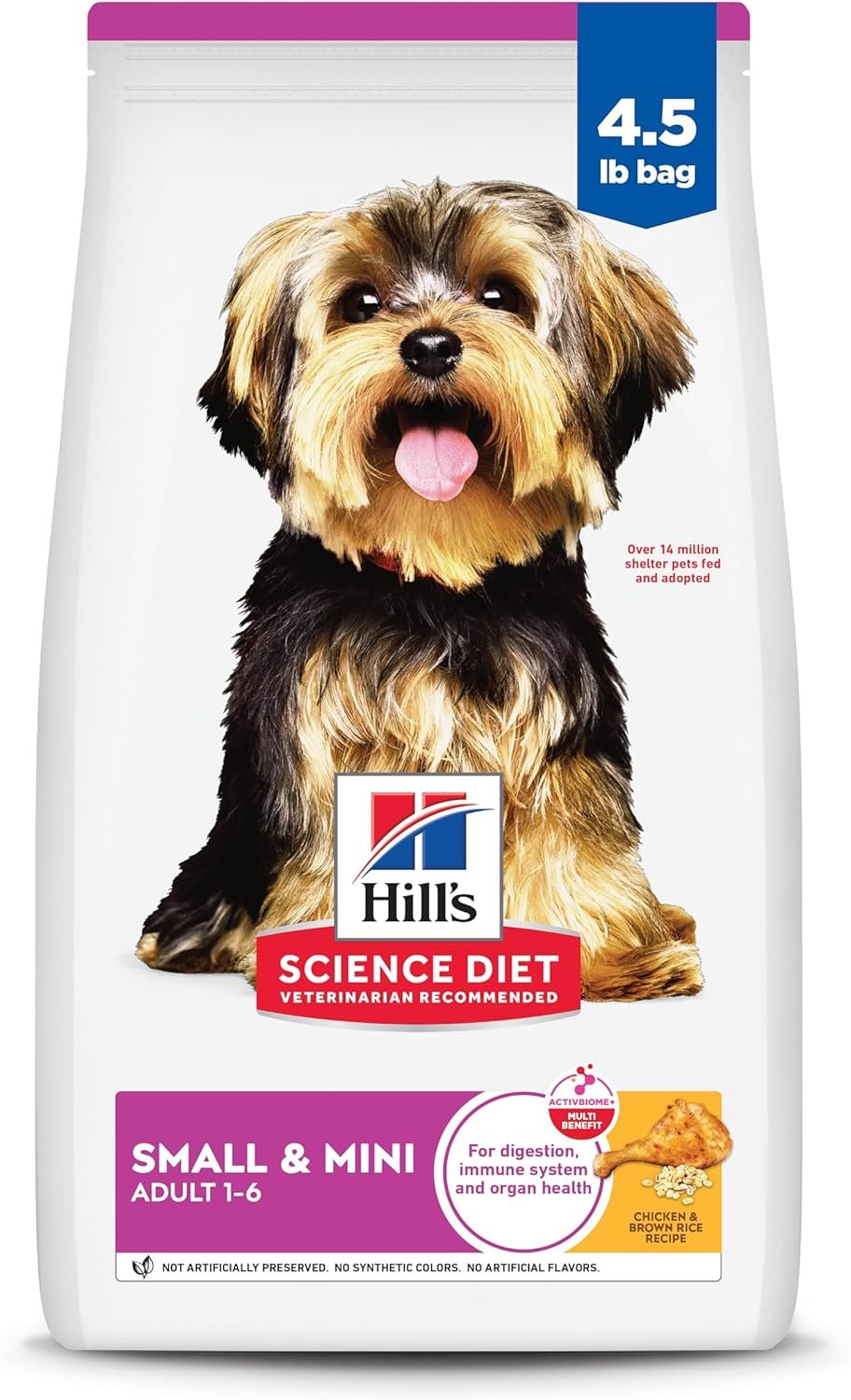 Hill’s Science Diet Adult 1-6 Small & Mini Dry Dog Food, Chicken & Brown Rice, 4.5 lb. Bag