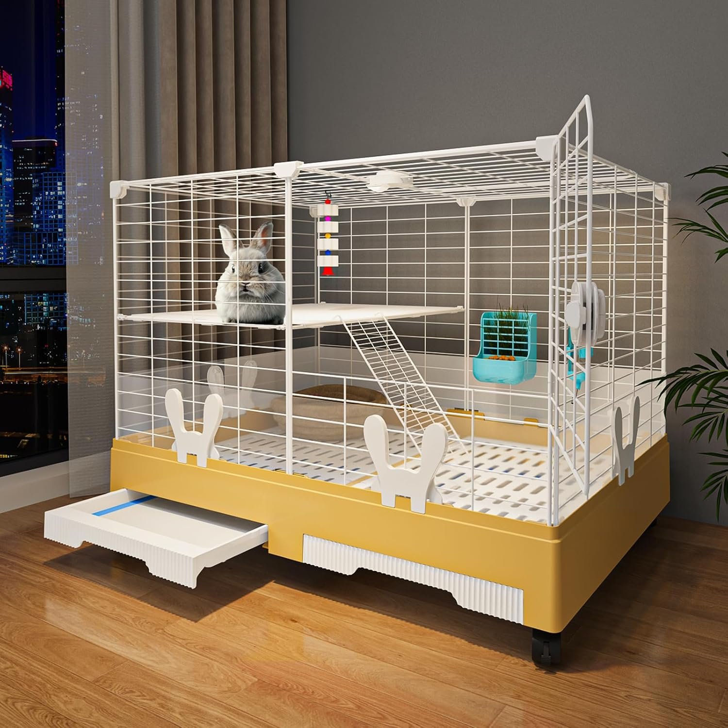 Oneluck Bunny Cage Indoor Rabbit Hutch with Pull Out Tray Rabbit, Guinea Pig, Chinchillas, and Small Animal Cage
