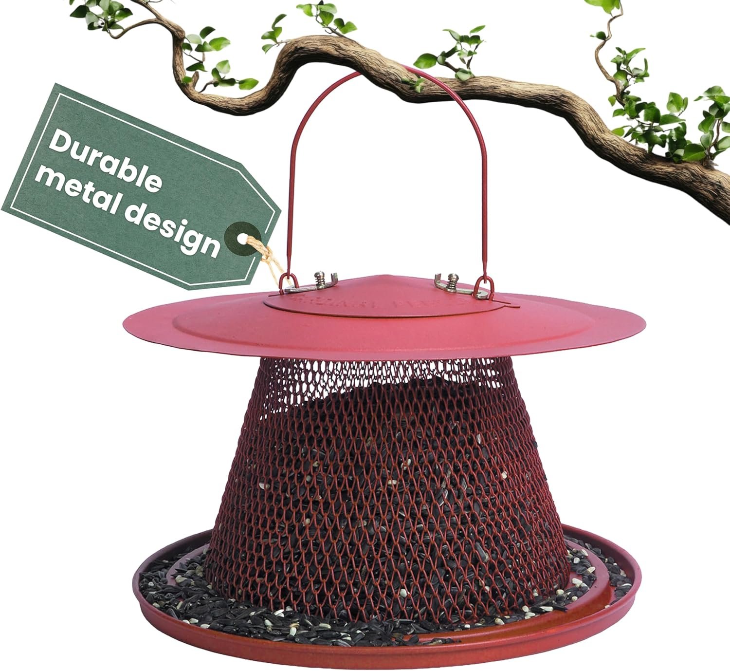 Perky-Pet Durable Wild Bird Feeder – 2.5 lb Seed Capacity – Feed up to 15 Birds at Once – Red, C00322 – Hanging Wild Bird Feeder for Outdoor Decor
