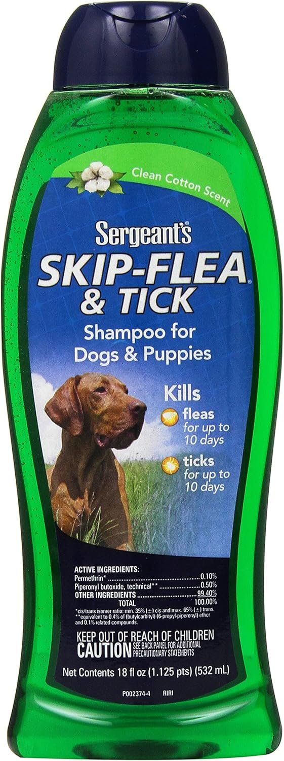 Sergeant’s Skip-Flea and Tick Shampoo for Dogs, Clean Cotton, 18 oz