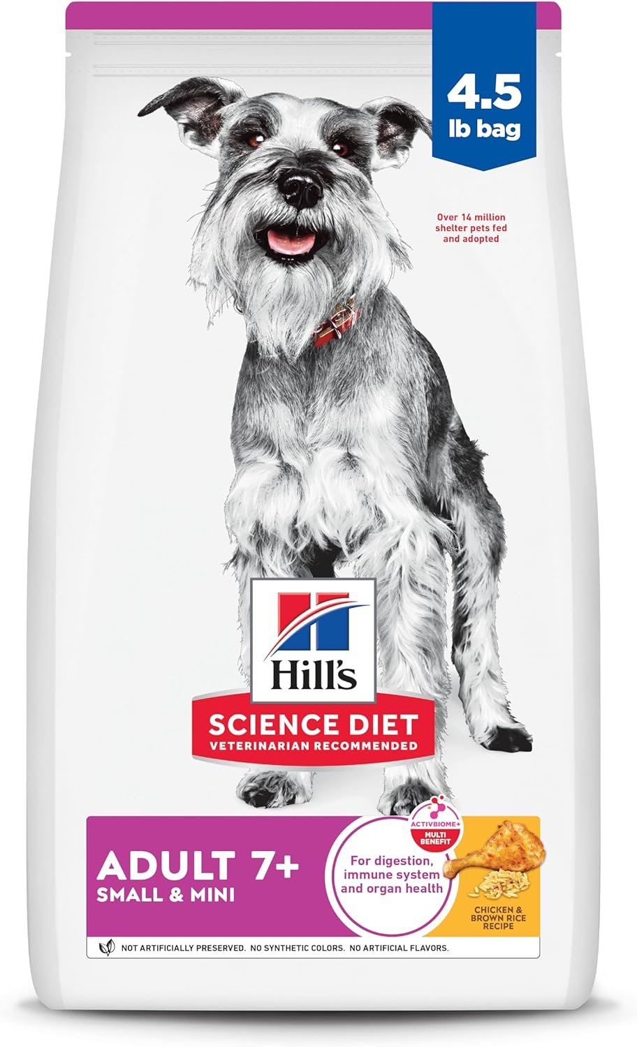 Hill’s Science Diet Adult 7+ Small & Mini Dry Dog Food, Chicken & Brown Rice, 4.5 lb. Bag