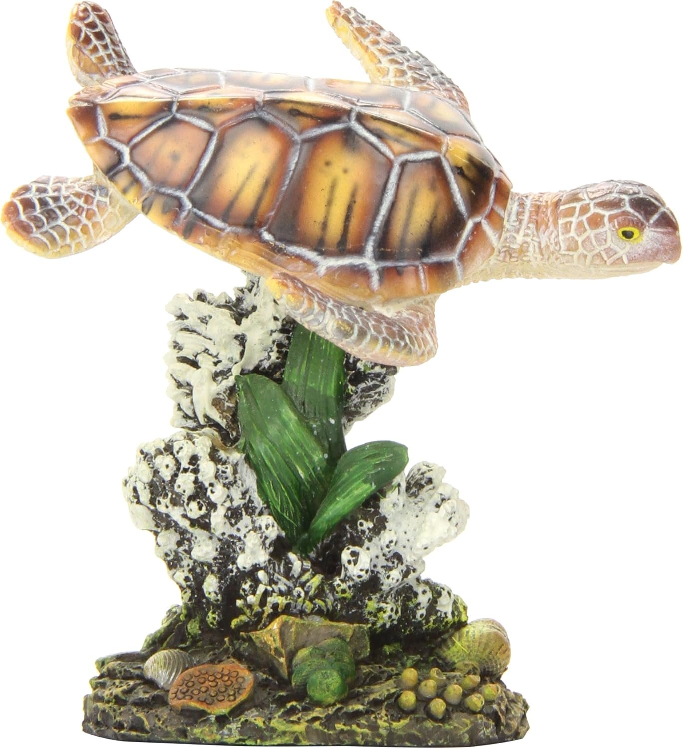 Penn-Plax Swimming Sea Turtle Decor – for Aquarium Fish Tank – Resin Decoration, Small (RR1104)