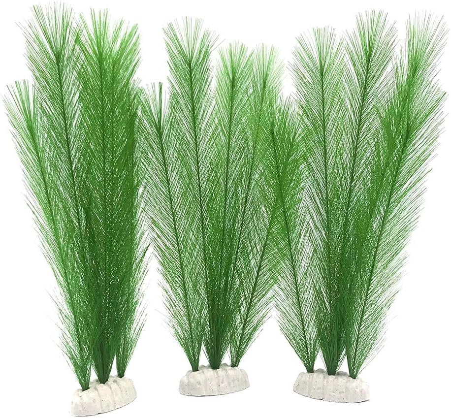 Aquarium Decorations 3Pcs Fish Tank Artificial Green Water Plants Made of Silk Fabrics Plastic