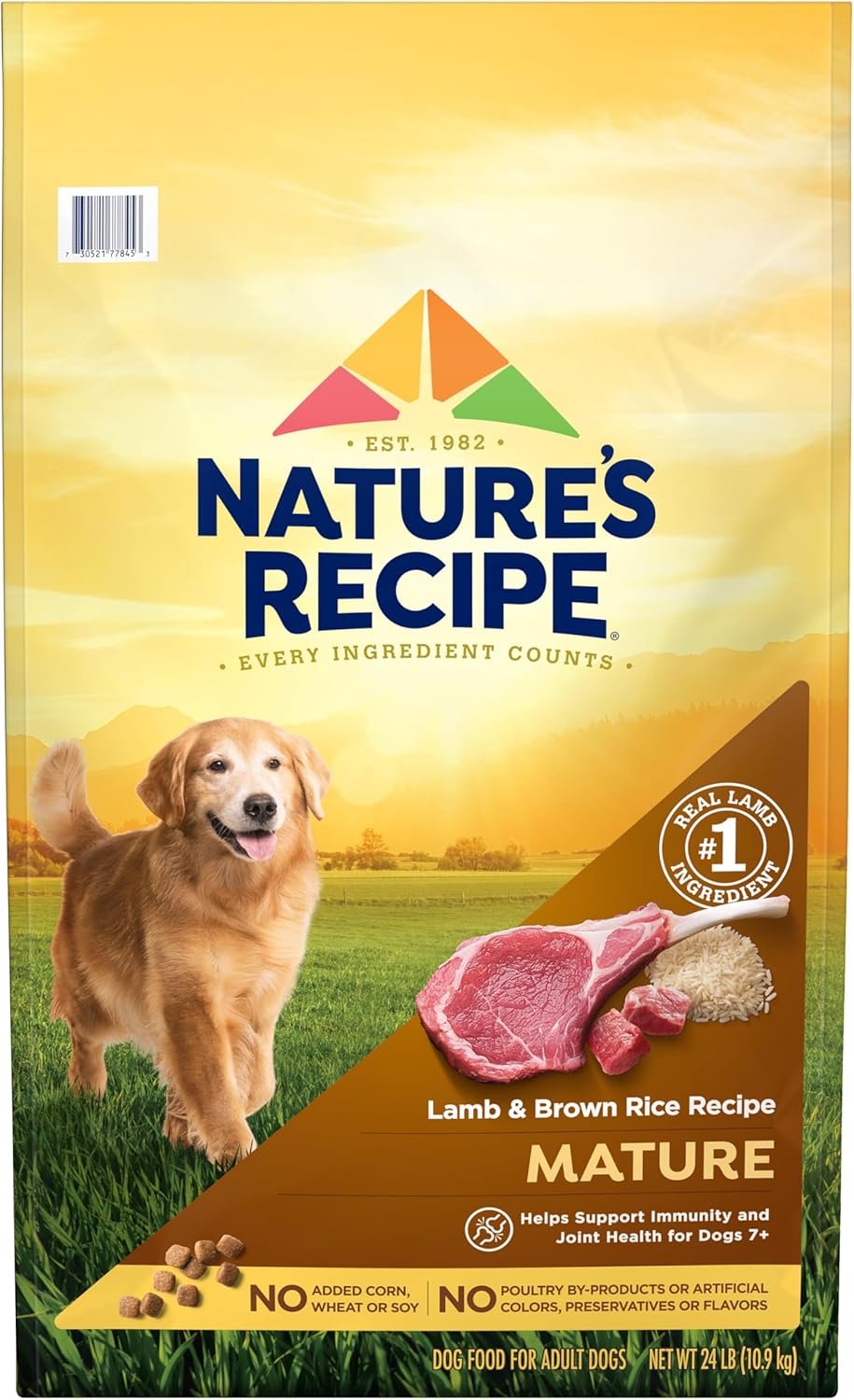 Nature’s Recipe Mature Lamb & Brown Rice Recipe Dry Dog Food, 24 lb. Bag