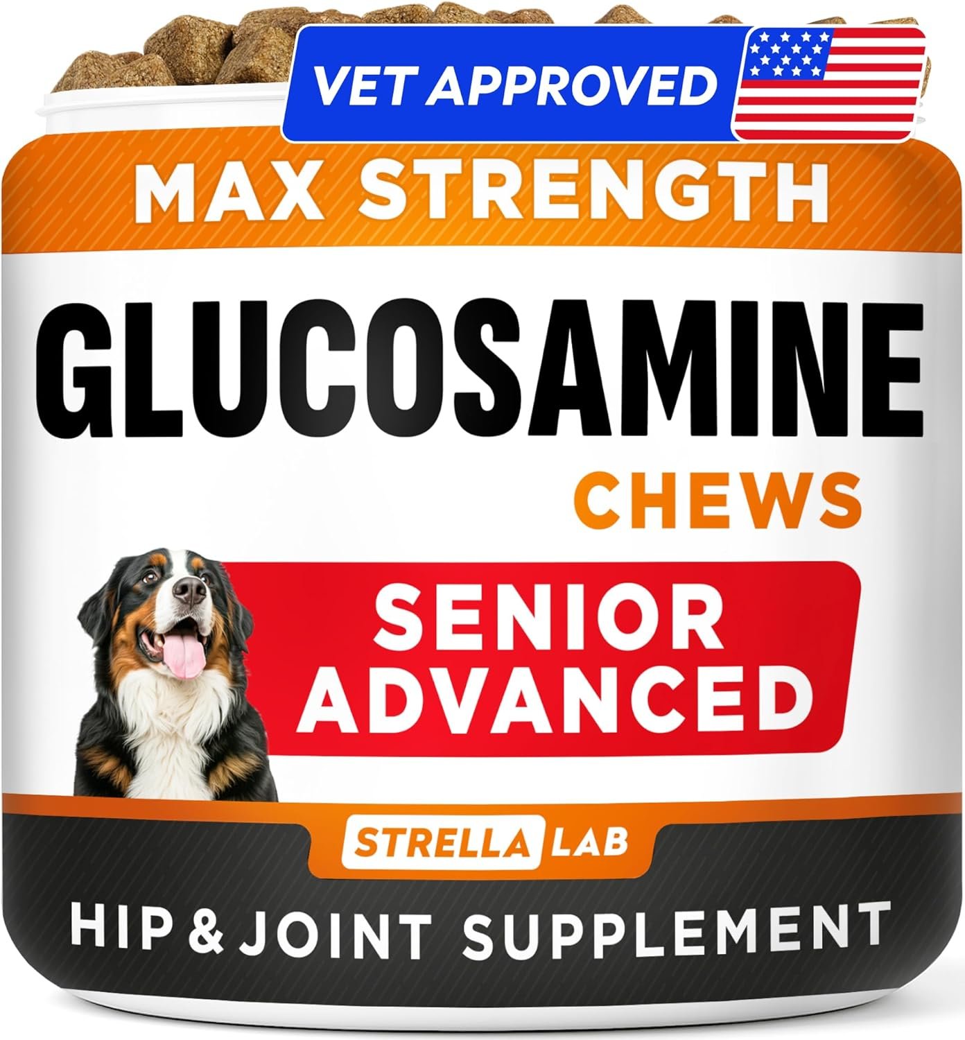 Senior Advanced Glucosamine Chondroitin Joint Supplement for Dogs – Hip & Joint Pain Relief Pills – Large & Small Breed – Hip Joint Chews Canine Joint Health – Chews Older Dogs – Bacon Flavor-120Ct