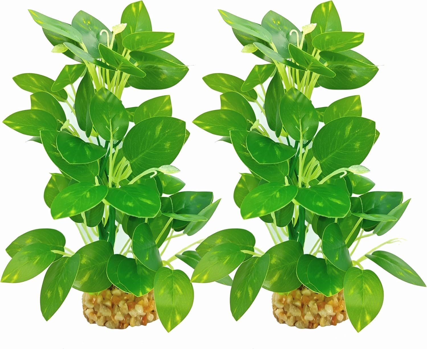 Silk Aquarium Plants (2-Pack) 9.8 Inch Artificial Plastic Fish Fish Habitat Decor, Small to Moderate Size Aquarium Decorations, Safe Green Plants for Freshwater Tanks