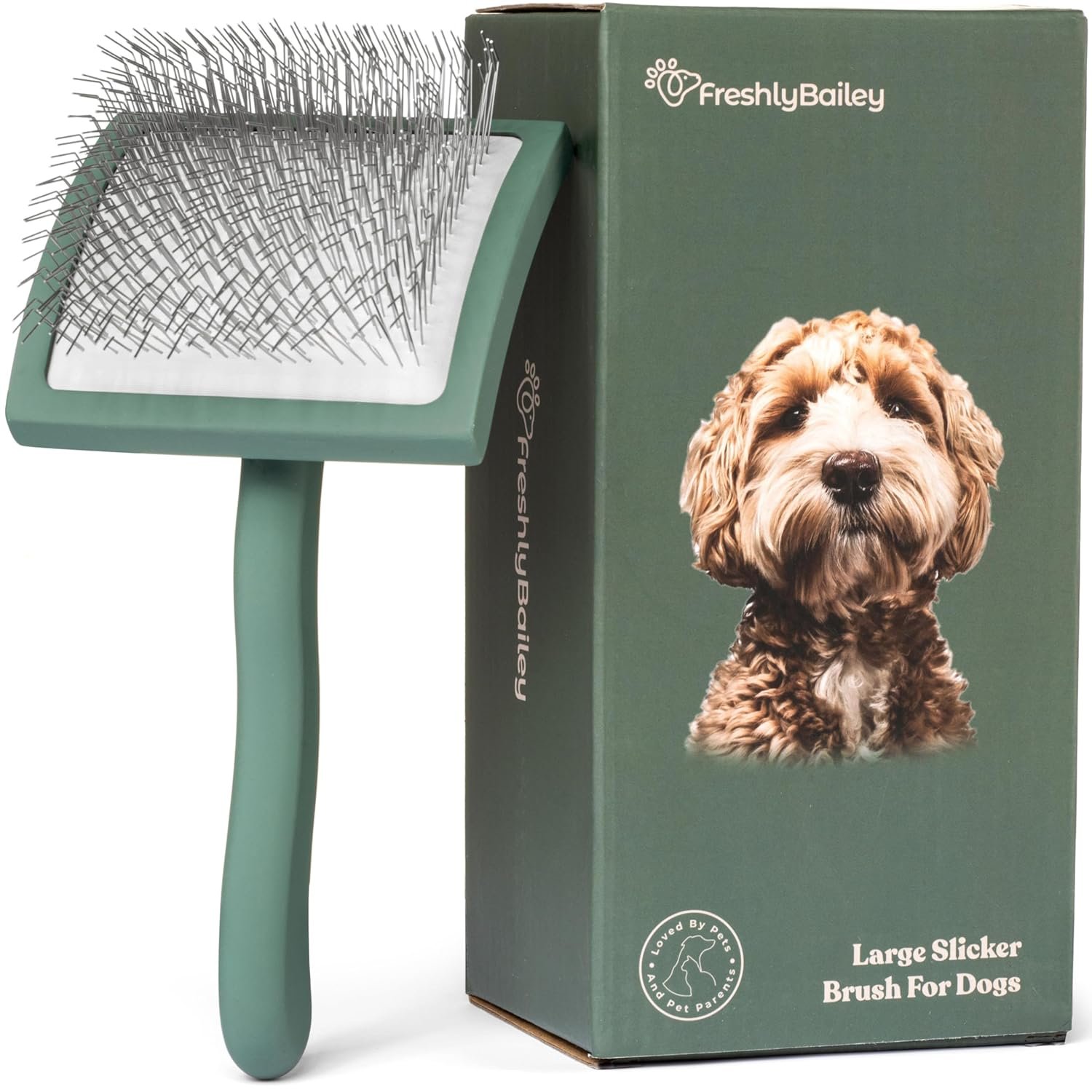 Freshly Bailey Doodle Brush for Goldendoodle, Poodle, and Labradoodle Coats – Best Slicker for Dogs With Wavy & Curly Hair – Detangle & Fluff Like a Pro – Grooming Must Haves (Large)